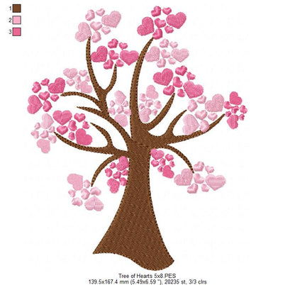 Heart Blossom Tree - Fill Stitch - Machine Embroidery Design
