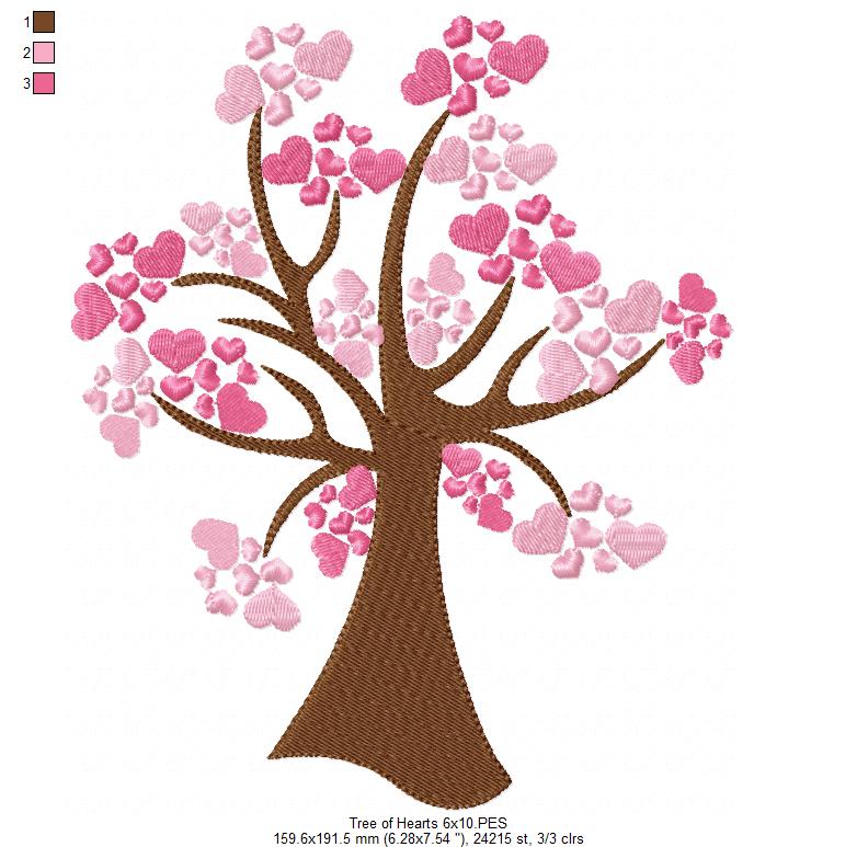 Heart Blossom Tree - Fill Stitch - Machine Embroidery Design