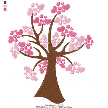 Heart Blossom Tree - Fill Stitch - Machine Embroidery Design