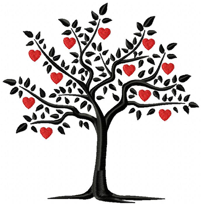Tree of Love Hearts - Satin Stitch – Machine Embroidery Design