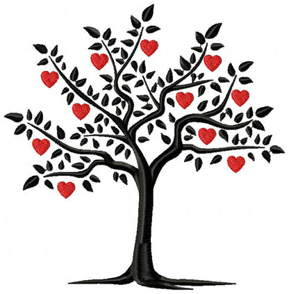 Tree of Love Hearts - Satin Stitch – Machine Embroidery Design