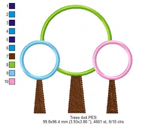 Whimsical Trio Trees - Appliqué – Machine Embroidery Design
