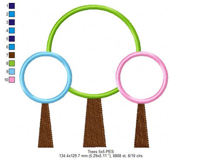 Whimsical Trio Trees - Appliqué – Machine Embroidery Design