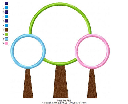 Whimsical Trio Trees - Appliqué – Machine Embroidery Design