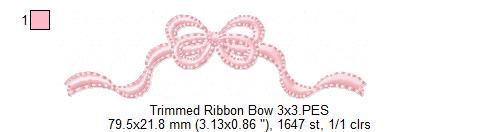 Trimmed Ribbon Bow - Fill Stitch - Machine Embroidery Design