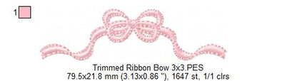 Trimmed Ribbon Bow - Fill Stitch - Machine Embroidery Design