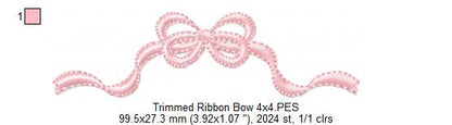 Trimmed Ribbon Bow - Fill Stitch - Machine Embroidery Design