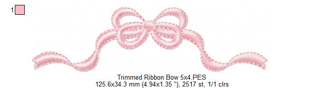 Trimmed Ribbon Bow - Fill Stitch - Machine Embroidery Design