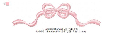 Trimmed Ribbon Bow - Fill Stitch - Machine Embroidery Design