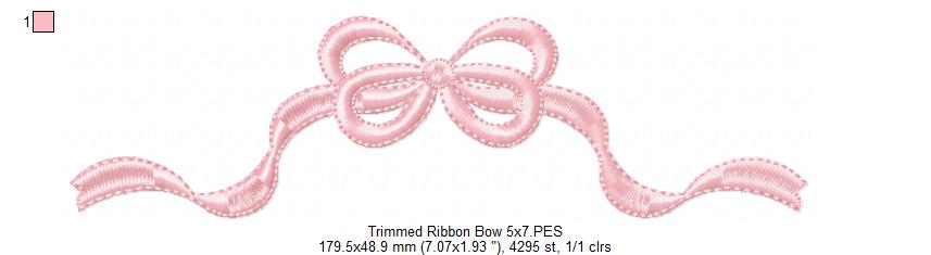 Trimmed Ribbon Bow - Fill Stitch - Machine Embroidery Design