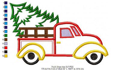 Christmas Tree Truck - Applique Embroidery
