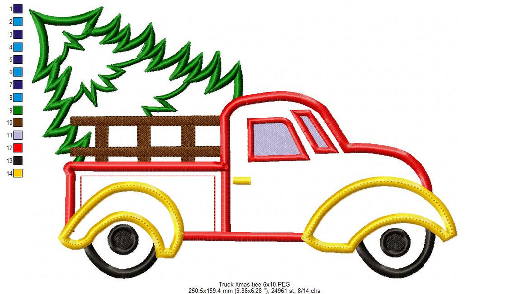 Christmas Tree Truck - Applique Embroidery