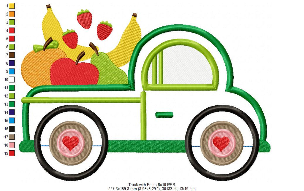 Truck with Fruits - Applique