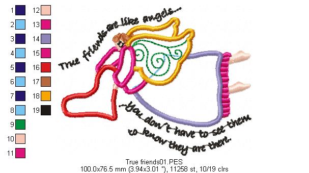 True friends are like angels - Applique