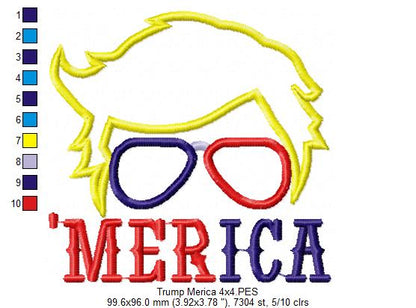 Trump 'Merica - Applique - Machine Embroidery Design