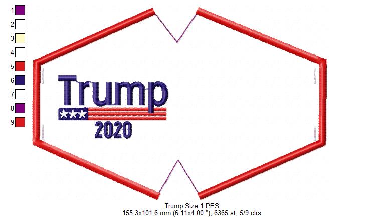 Trump 2020 Face Mask - ITH Project - Machine Embroidery Design