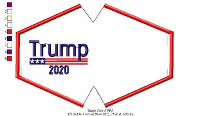 Trump 2020 Face Mask - ITH Project - Machine Embroidery Design