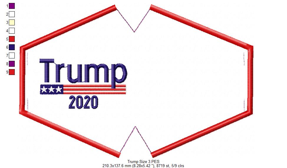 Trump 2020 Face Mask - ITH Project - Machine Embroidery Design