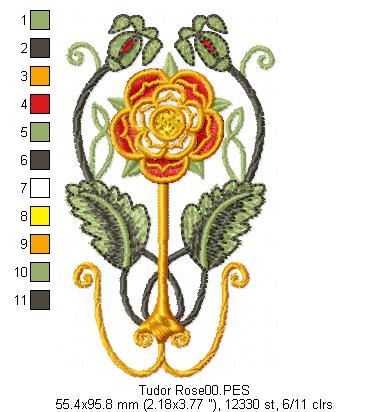 Medieval Tudor Rose - Fill Stitch