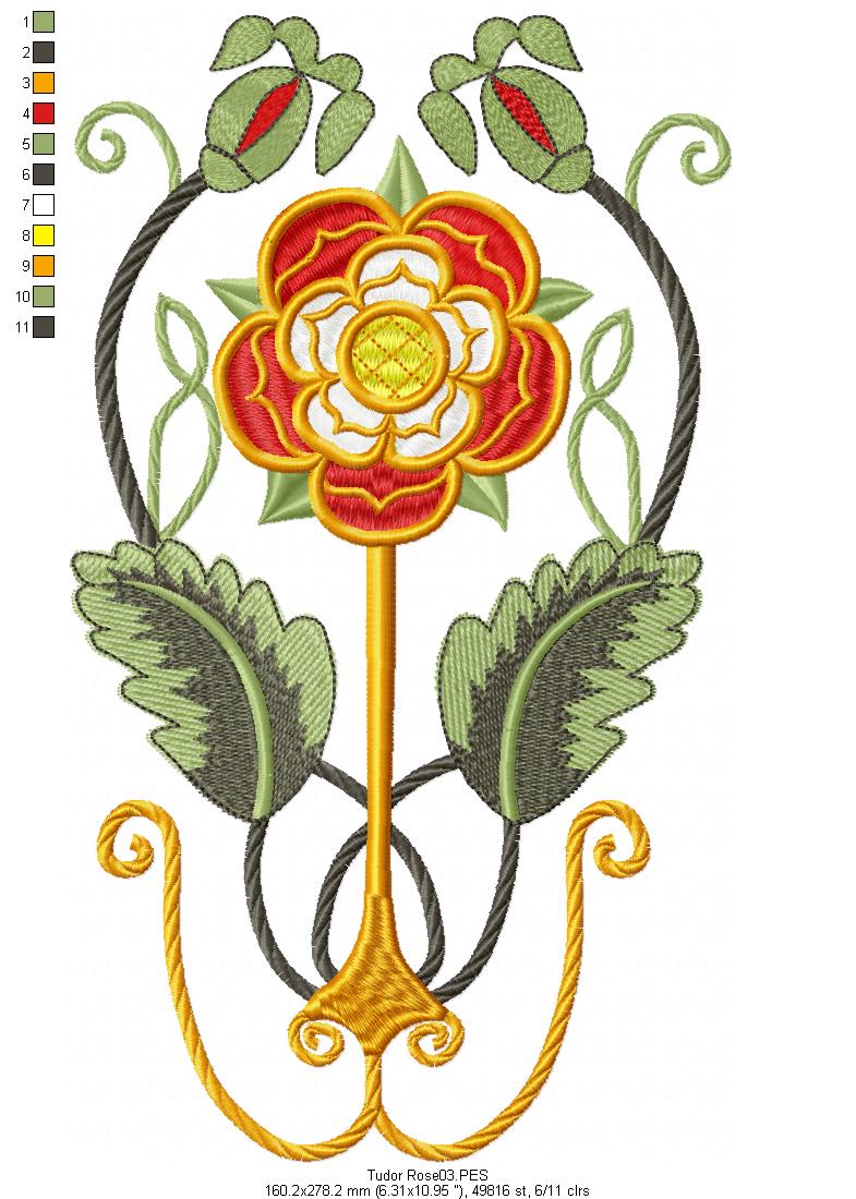 Medieval Tudor Rose - Fill Stitch