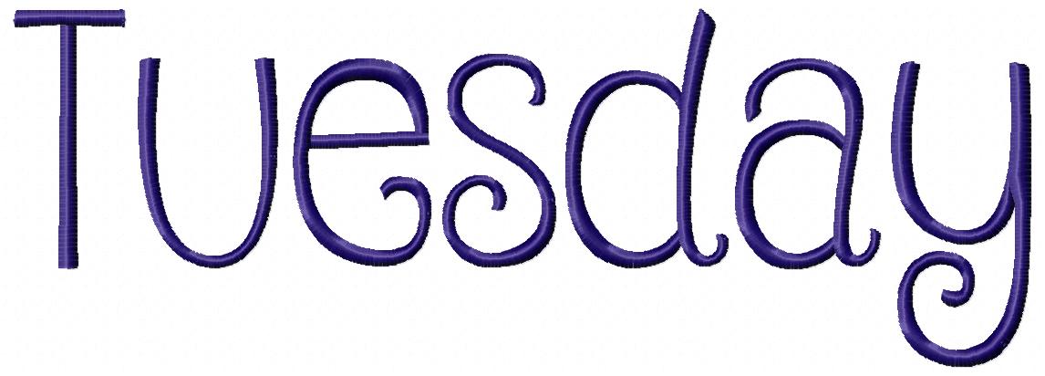 Days of the Week - Only the Words - Fill Stitch