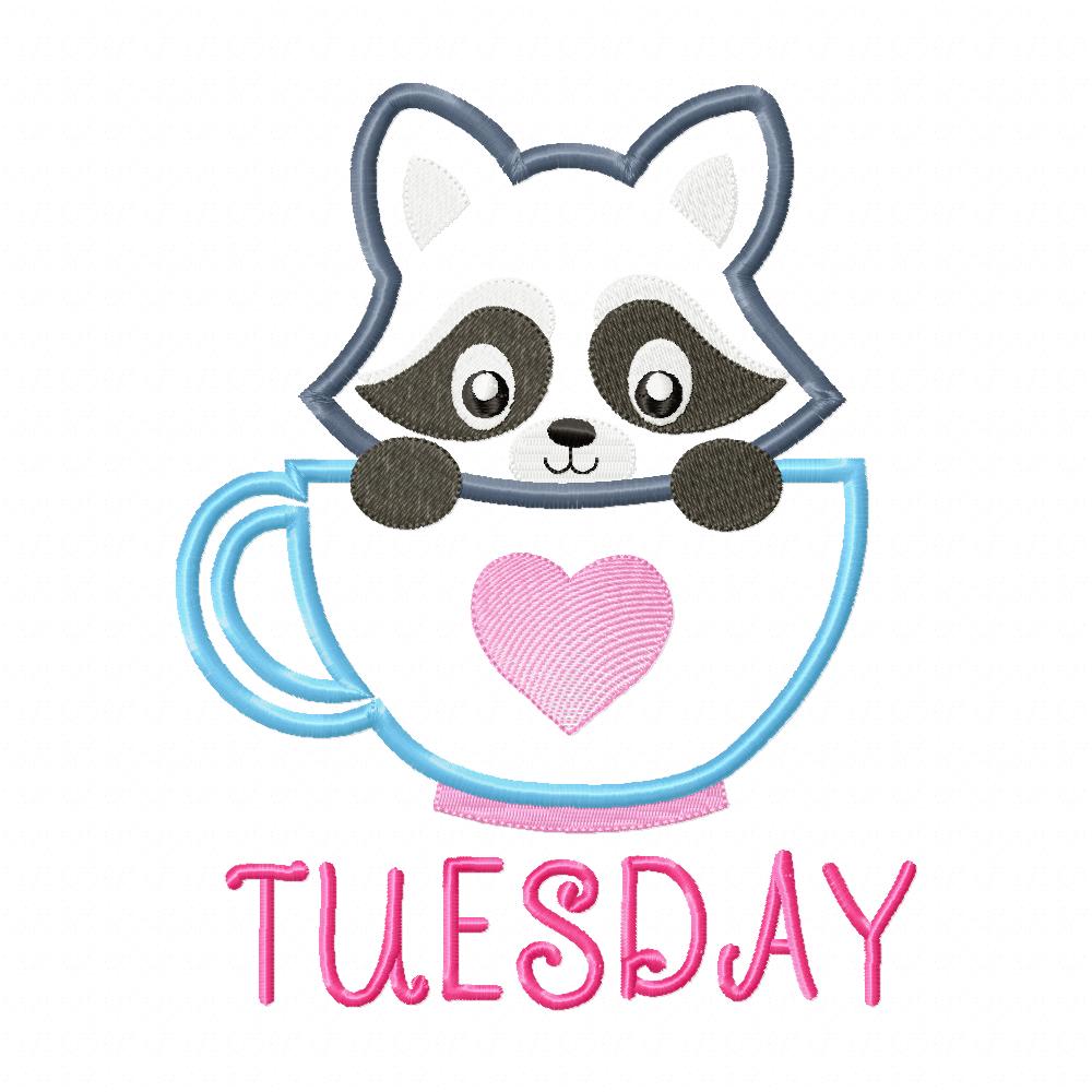 Days of the Week Animals in the Cup - Applique - Set of 7 designs