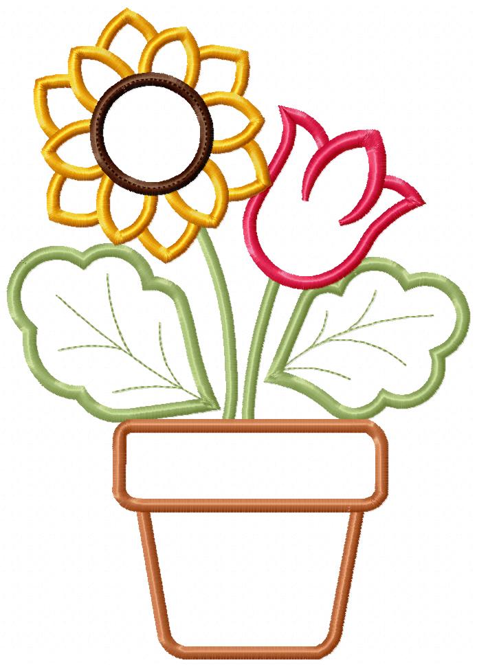 Tulip and Sunflower Vase - Applique