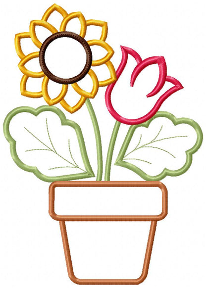 Tulip and Sunflower Vase - Applique