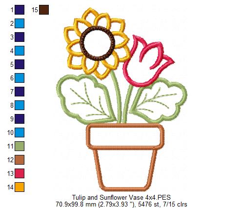 Tulip and Sunflower Vase - Applique