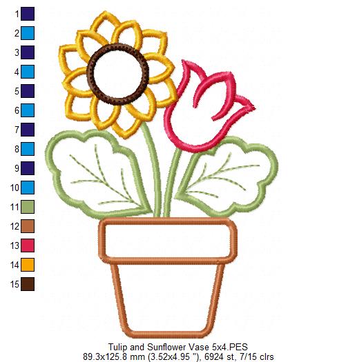Tulip and Sunflower Vase - Applique