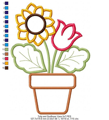 Tulip and Sunflower Vase - Applique