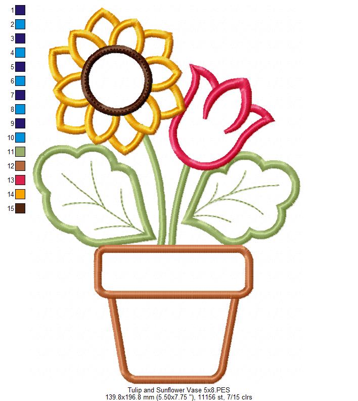 Tulip and Sunflower Vase - Applique