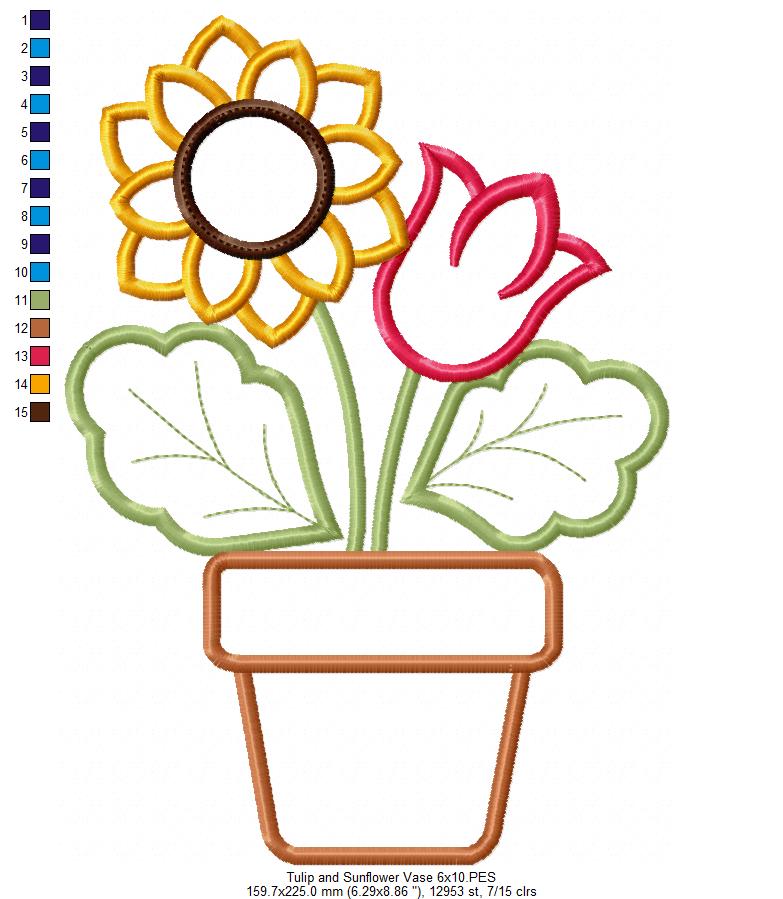Tulip and Sunflower Vase - Applique