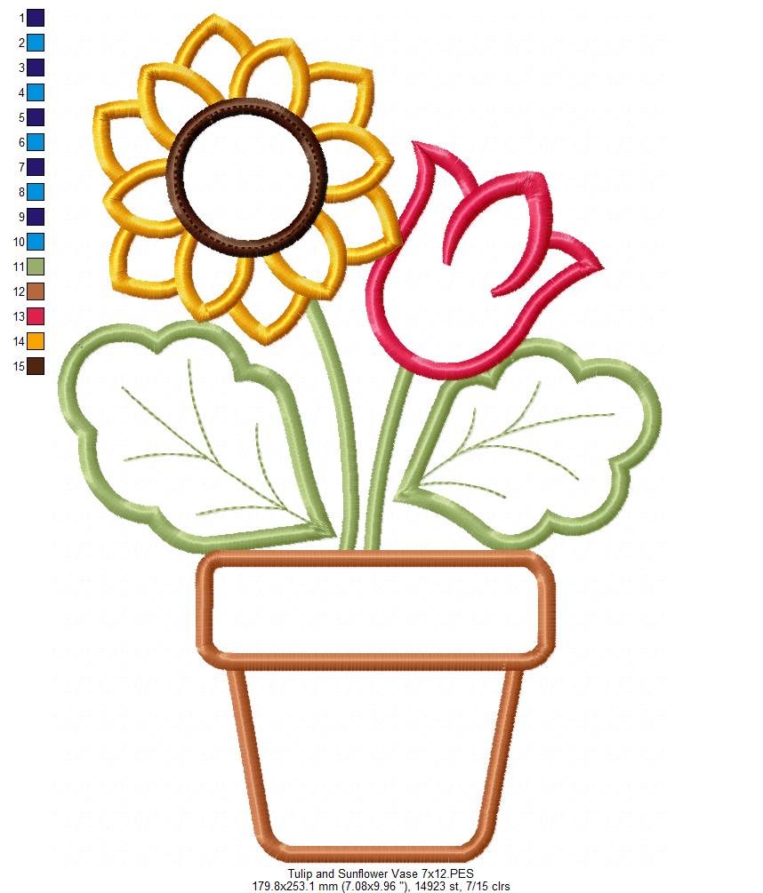 Tulip and Sunflower Vase - Applique