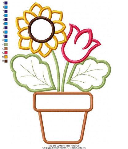 Tulip and Sunflower Vase - Applique