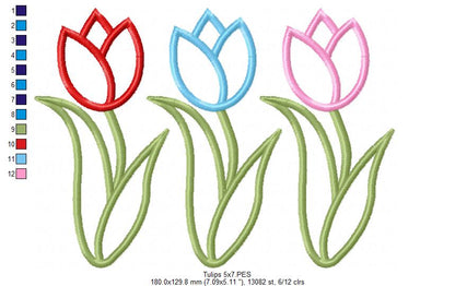 Three Tulips - Applique Embroidery