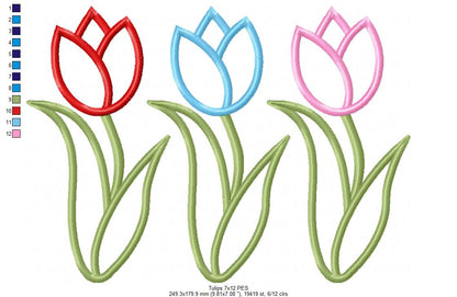 Three Tulips - Applique Embroidery