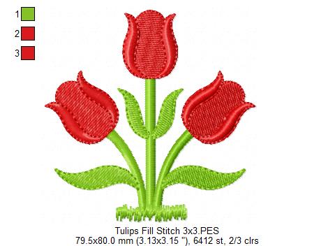 Tulips - Fill Stitch