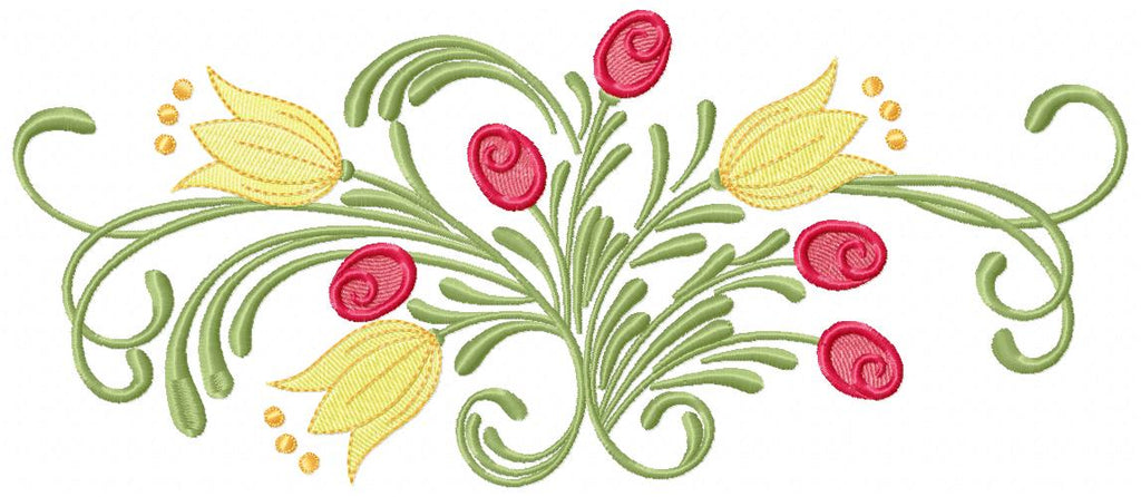Tulips Flower Bouquet - Fill Stitch - Machine Embroidery Design