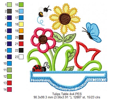 Flowers on the Table - Applique - Machine Embroidery Design