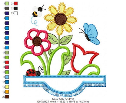 Flowers on the Table - Applique - Machine Embroidery Design