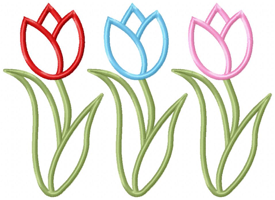 Three Tulips - Applique Embroidery