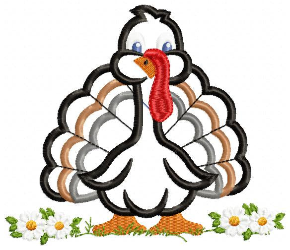 Cute Turkey - Appliqué - Machine Embroidery Design