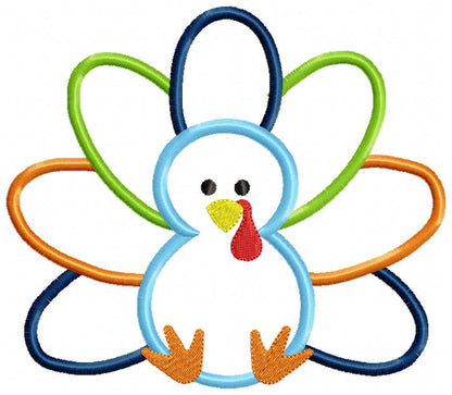 Thanksgiving Turkey Boy - Applique - Machine Embroidery Design