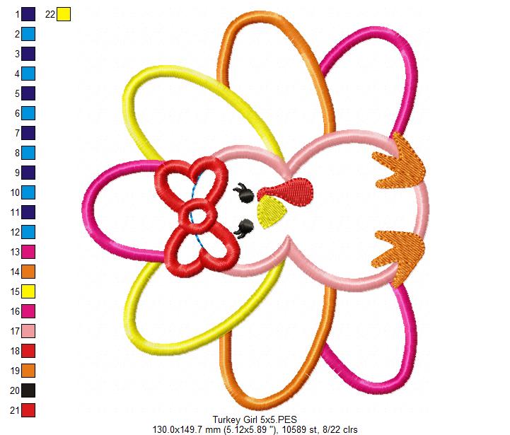 Thanksgiving Turkey Girl and Boy - Set of 2 designs - Applique