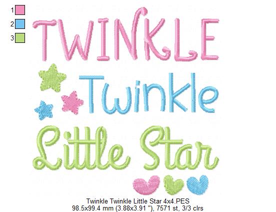 Twinkle Twinkle Little Star - Fill Stitch - Machine Embroidery Design