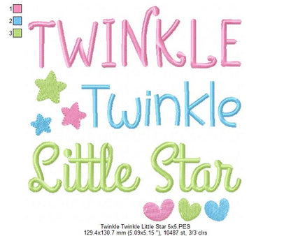 Twinkle Twinkle Little Star - Fill Stitch - Machine Embroidery Design