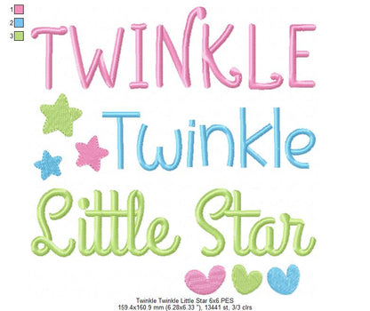 Twinkle Twinkle Little Star - Fill Stitch - Machine Embroidery Design