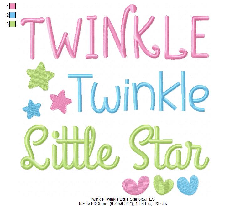 Twinkle Twinkle Little Star - Fill Stitch - Machine Embroidery Design