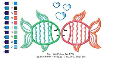 Two Little Fishes – Appliqué – Machine Embroidery Design